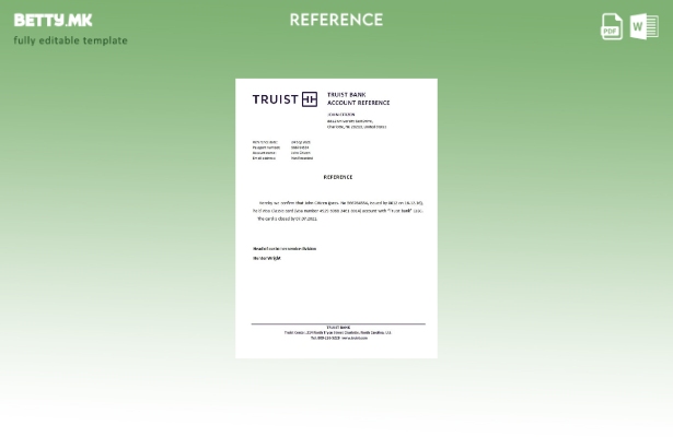 Референтен шаблон за затворање банка Truist во модерен стил на САД